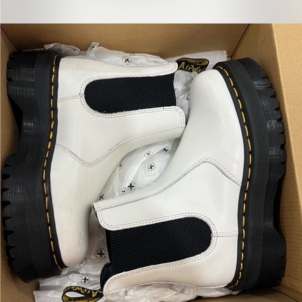 Dr. Martens White and Black Quad Retro Boots